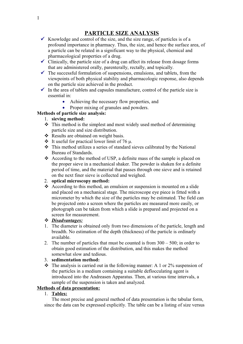 Particle Size Analysis