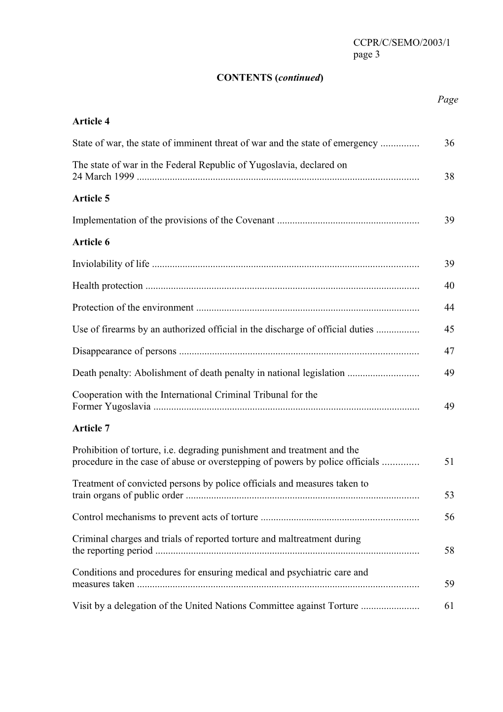 Consideration of Reports Submitted by States Parties Under Article 40 of the Covenant
