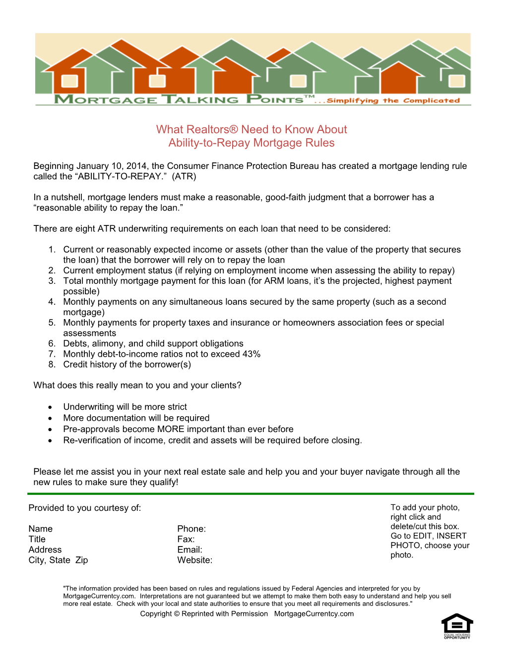 Art #3 Mortgage Talking Points