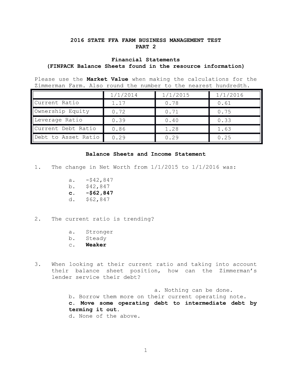 2000 State Ffa Farm Business Management Test