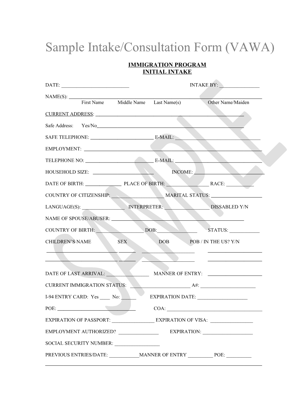 Immigration Consultation Record