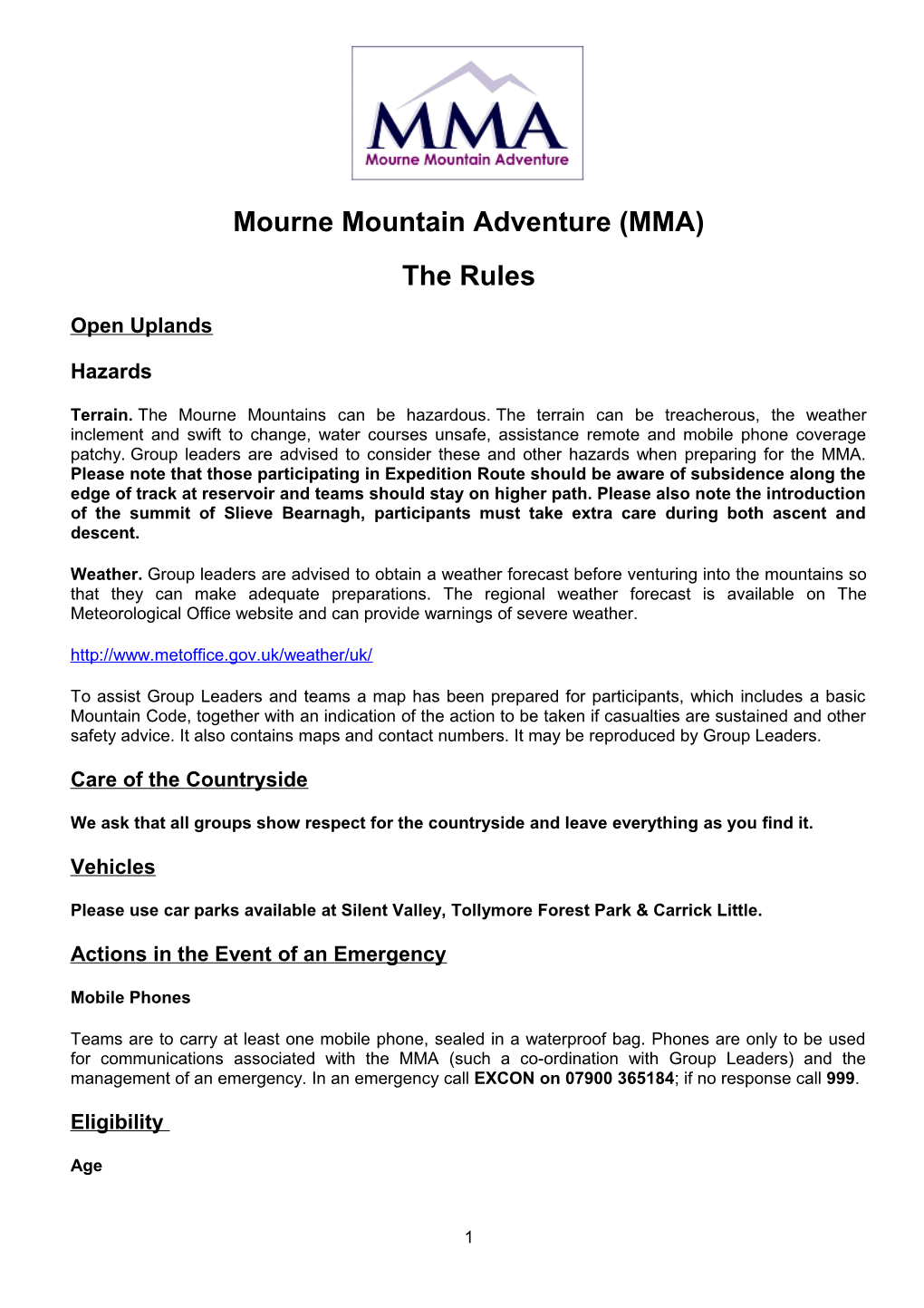 Mourne Mountain Adventure (MMA) s1