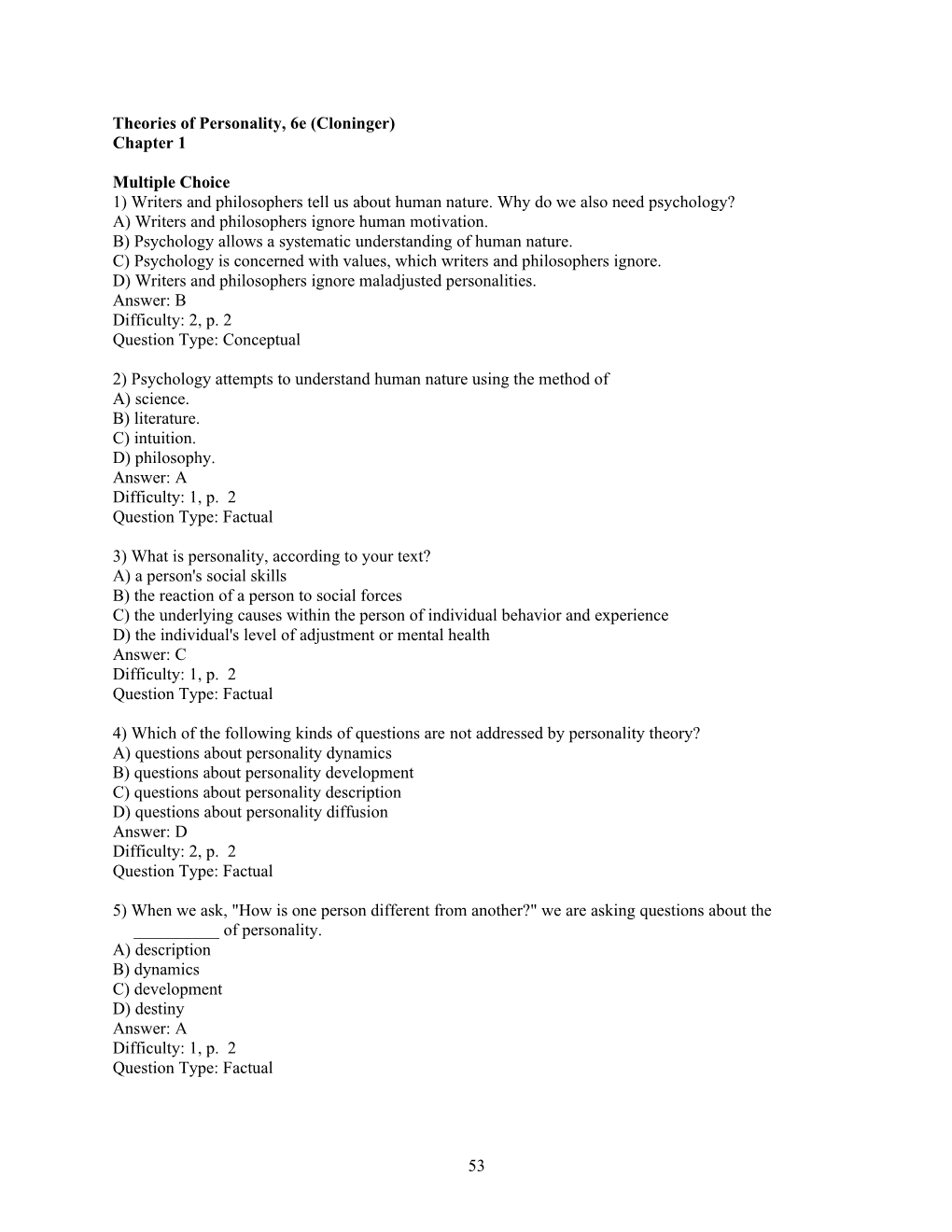 Theories Of Personality, 4E (Cloninger)