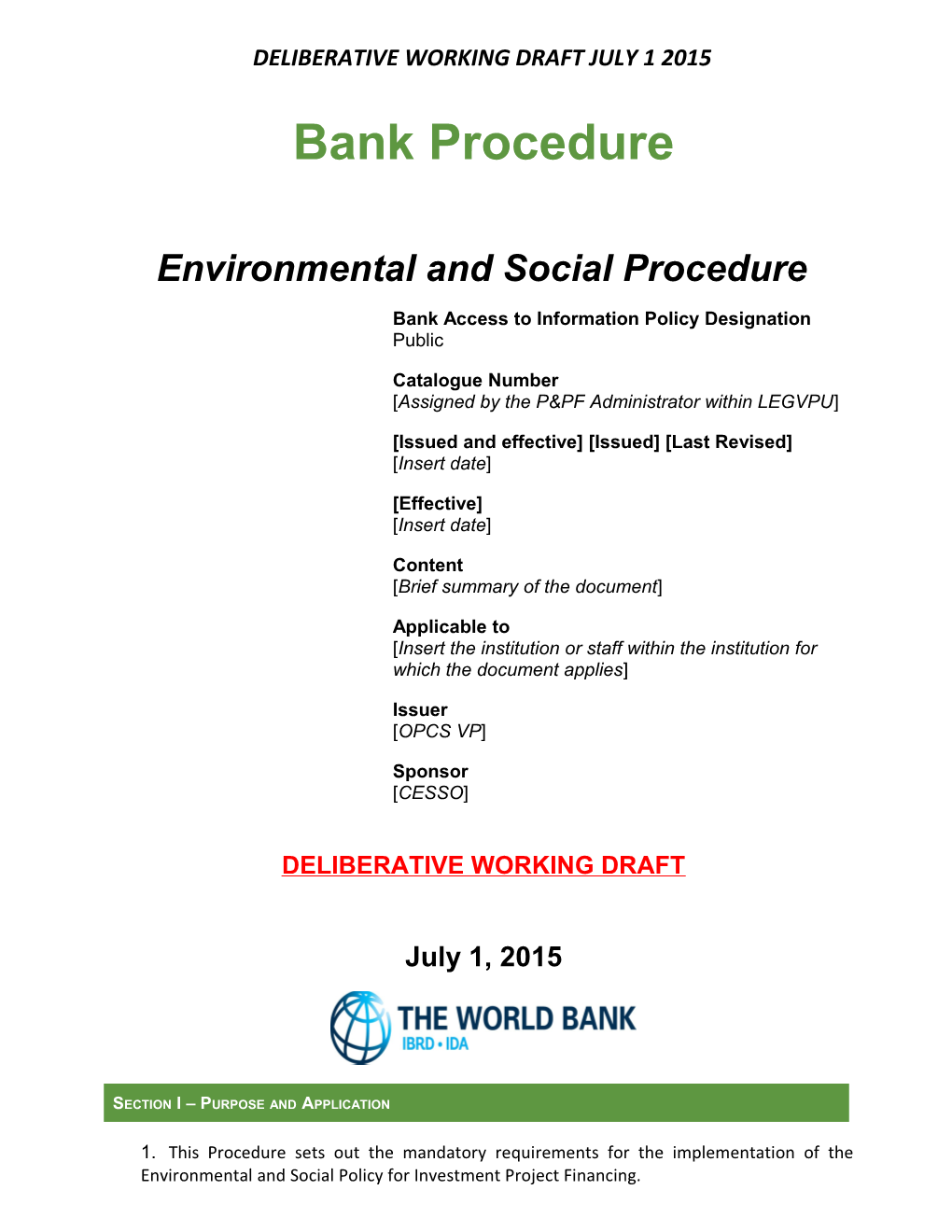 Environmental and Social Procedure