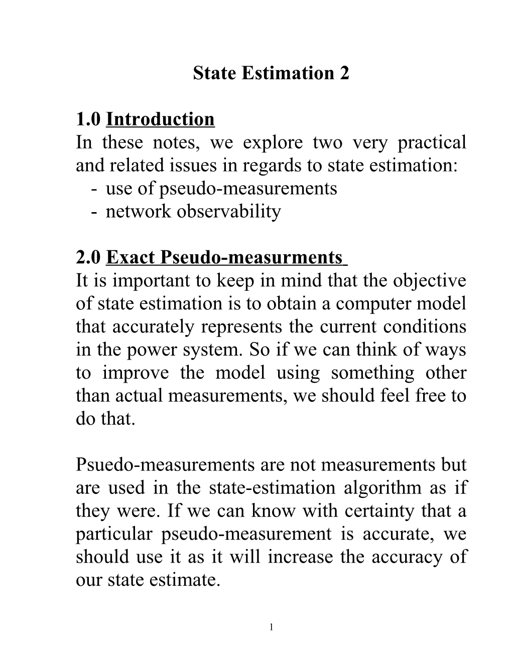 State Estimation 2