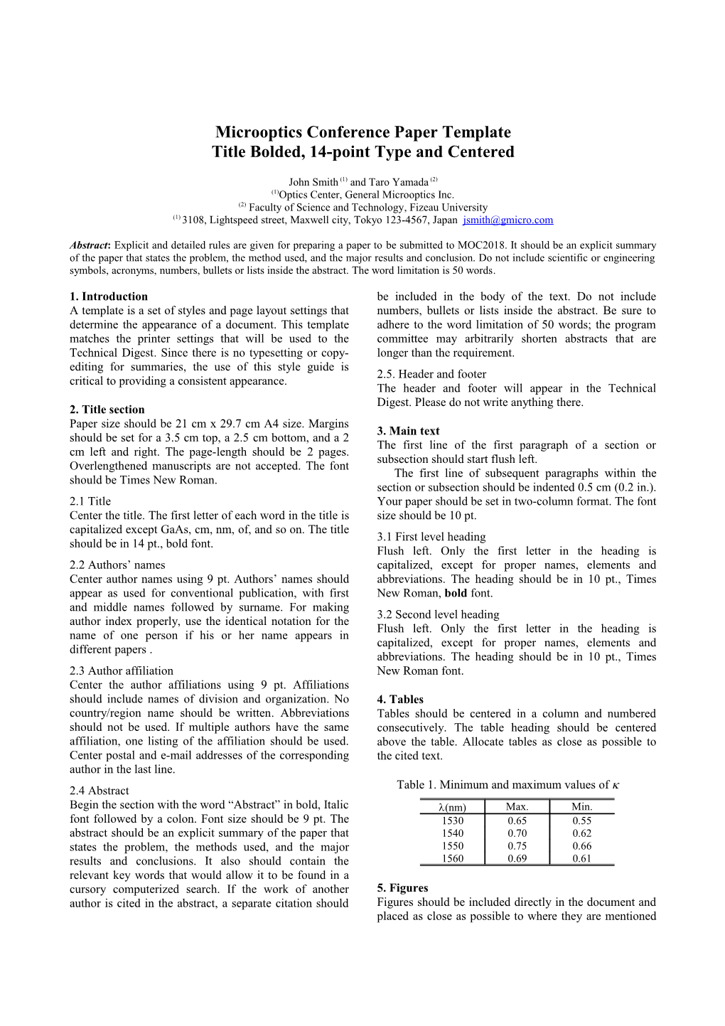 Microoptics Conference Paper Template