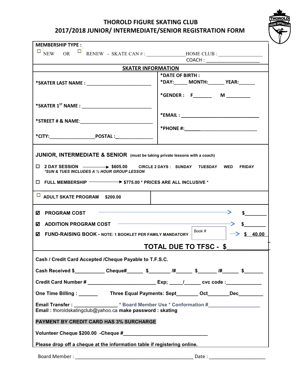 2017/2018 Junior/ Intermediate/Senior Registration Form