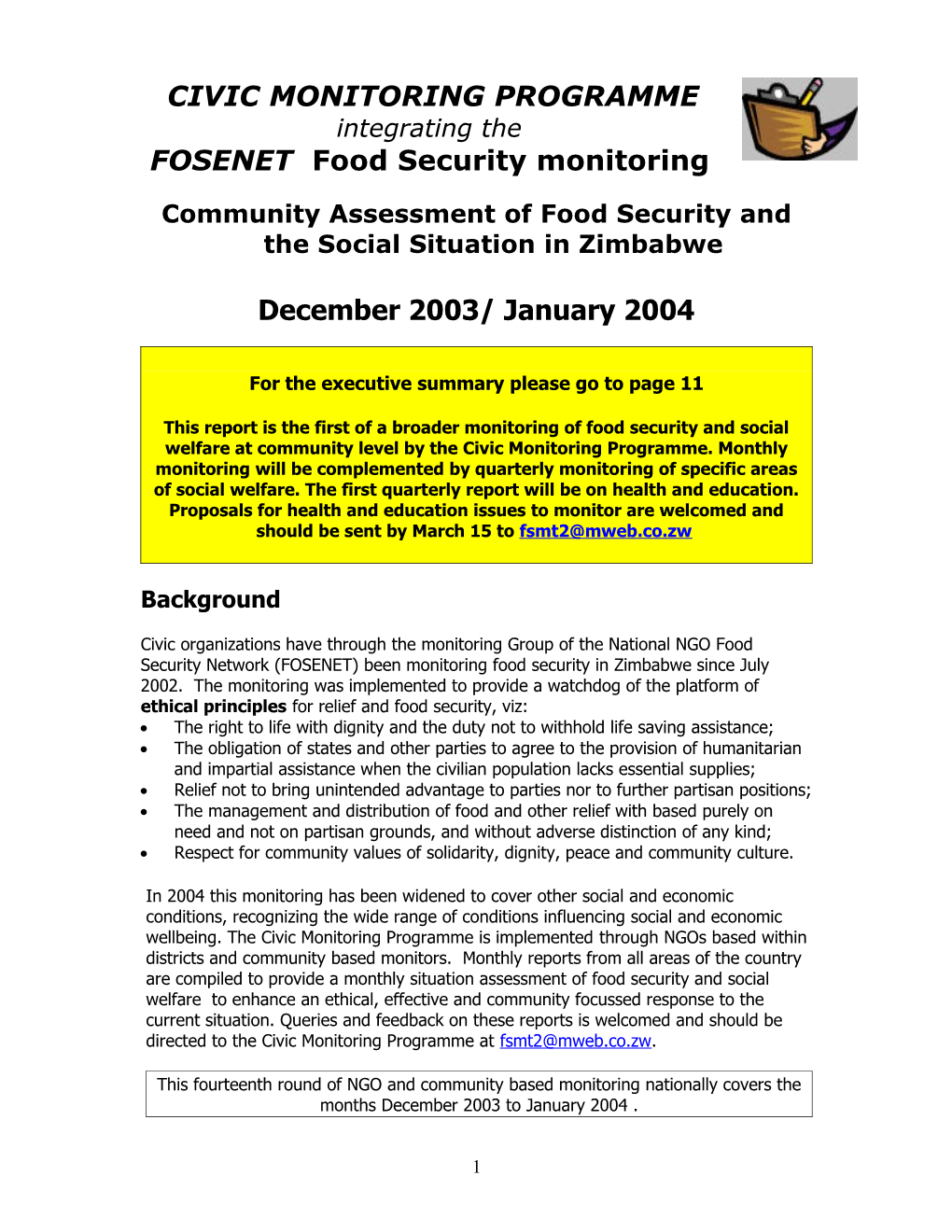 FOSENET NGO Food Security Network