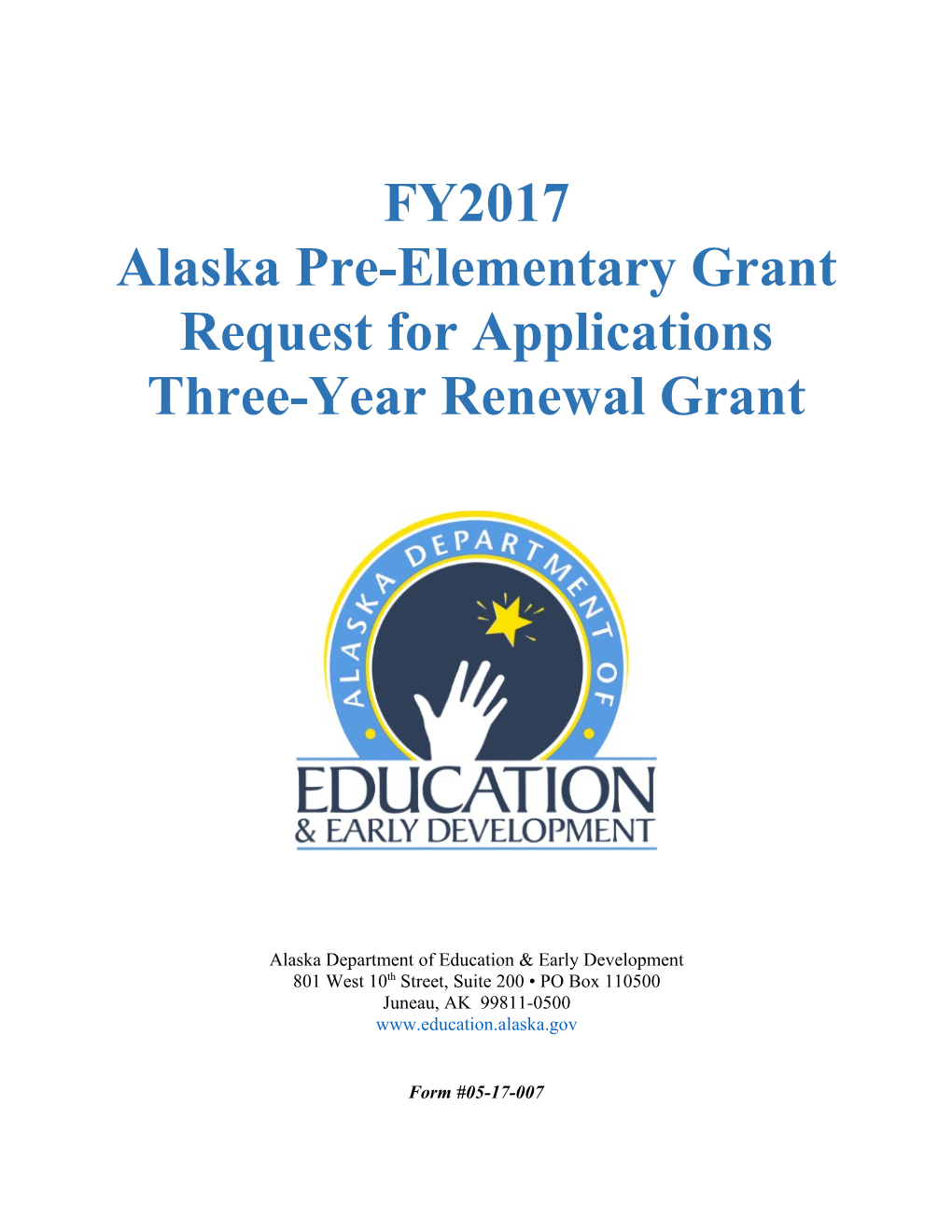 Alaska Pre-Elementary Grant Request for Applications