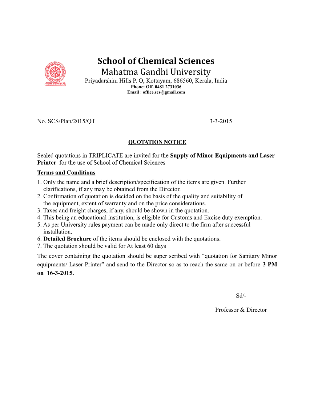 School of Chemical Sciences
