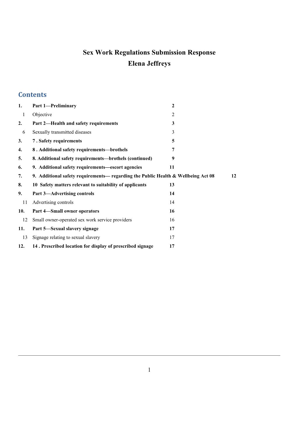 Sex Work Regulations 2016 Exposure Draft