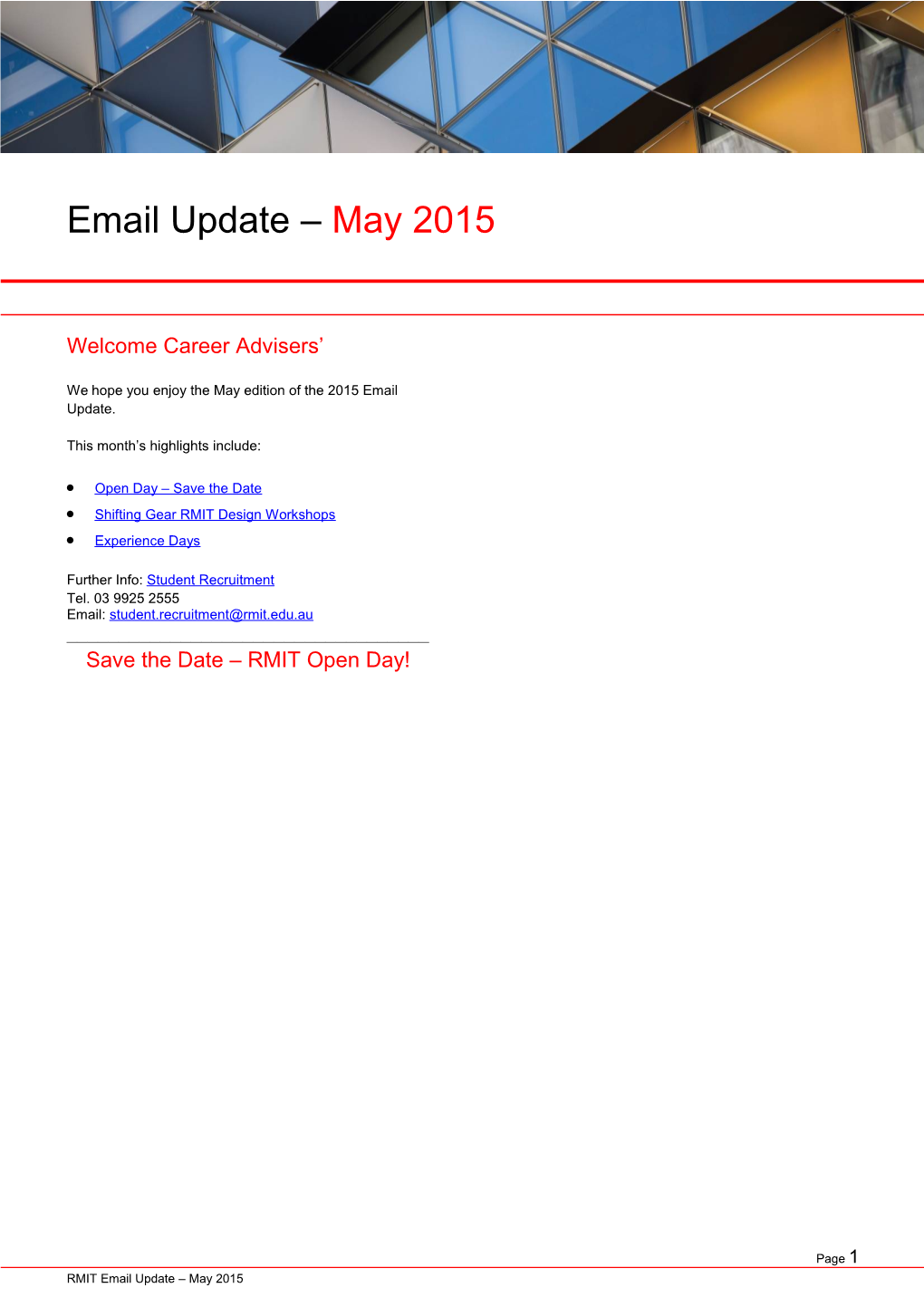 RMIT Email Update May 2015