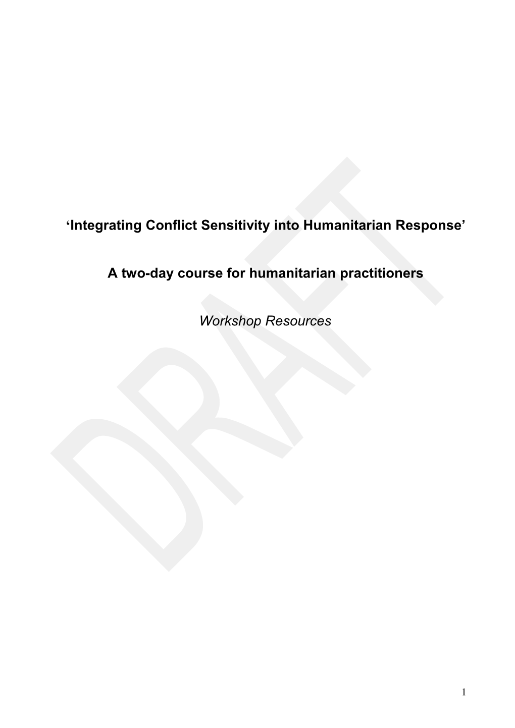 Integrating Conflict Sensitivity Into Humanitarian Response