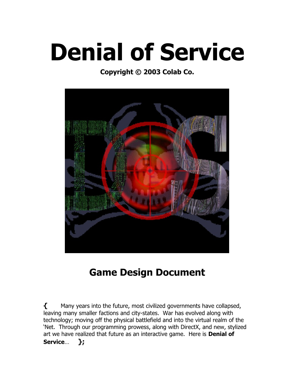 Game Design Document Structure