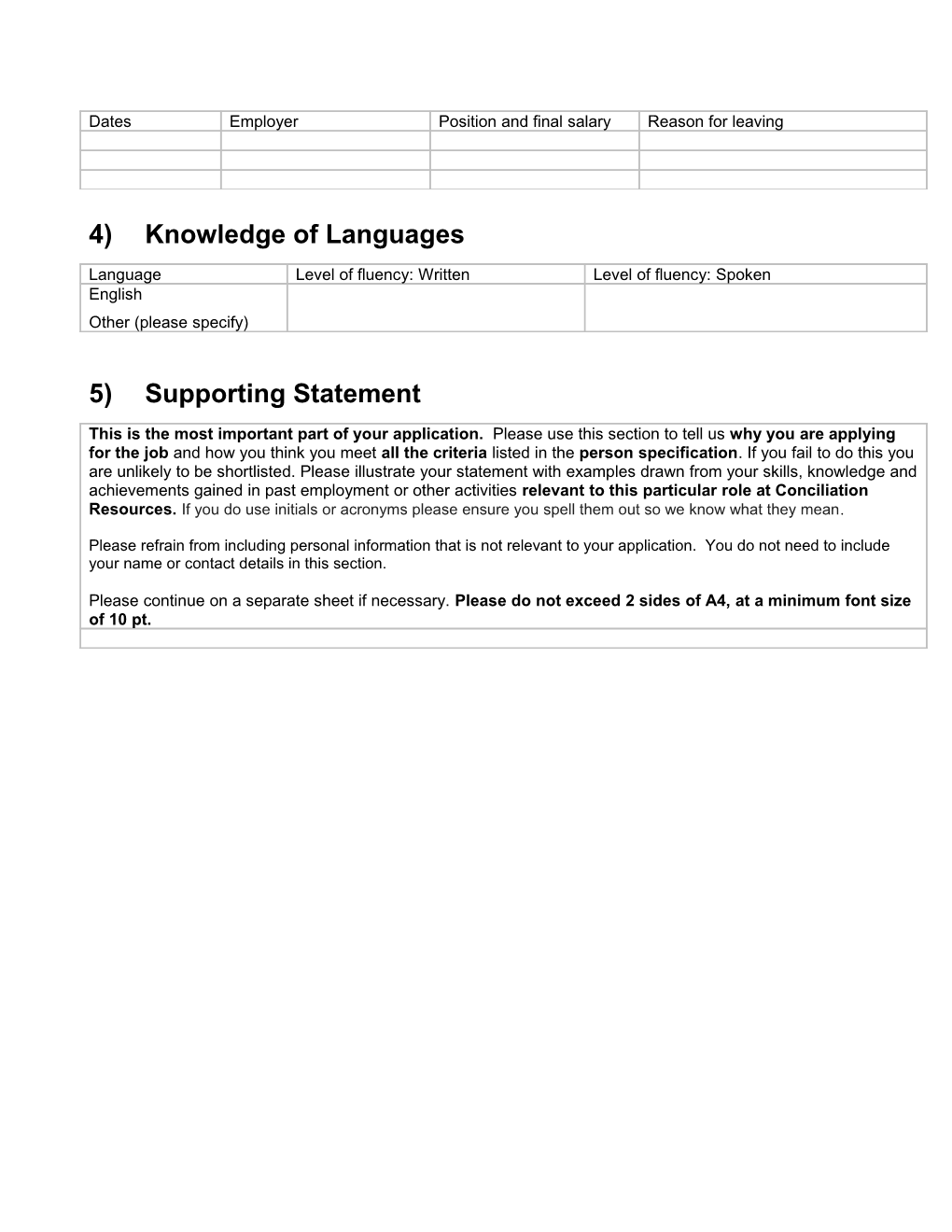 Guidance Notes Applicant Statement Form Part 2