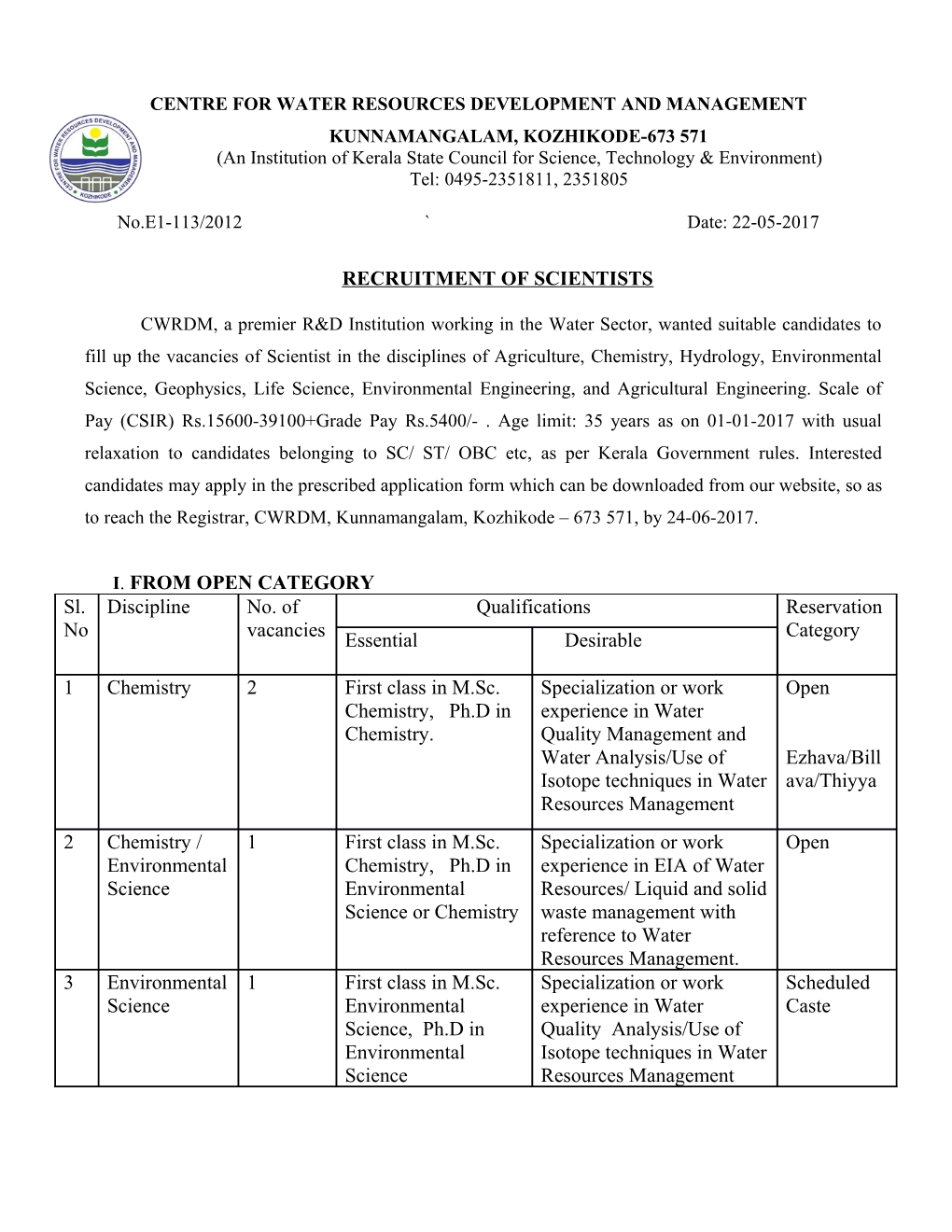 Centre for Water Resources Development and Management