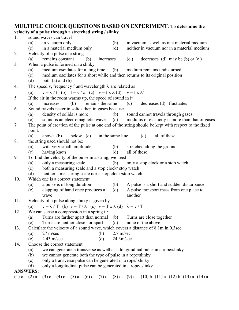 MULTIPLE CHOICE QUESTIONS BASED on EXPERIMENT : to Determine the Focal Length of a Concave