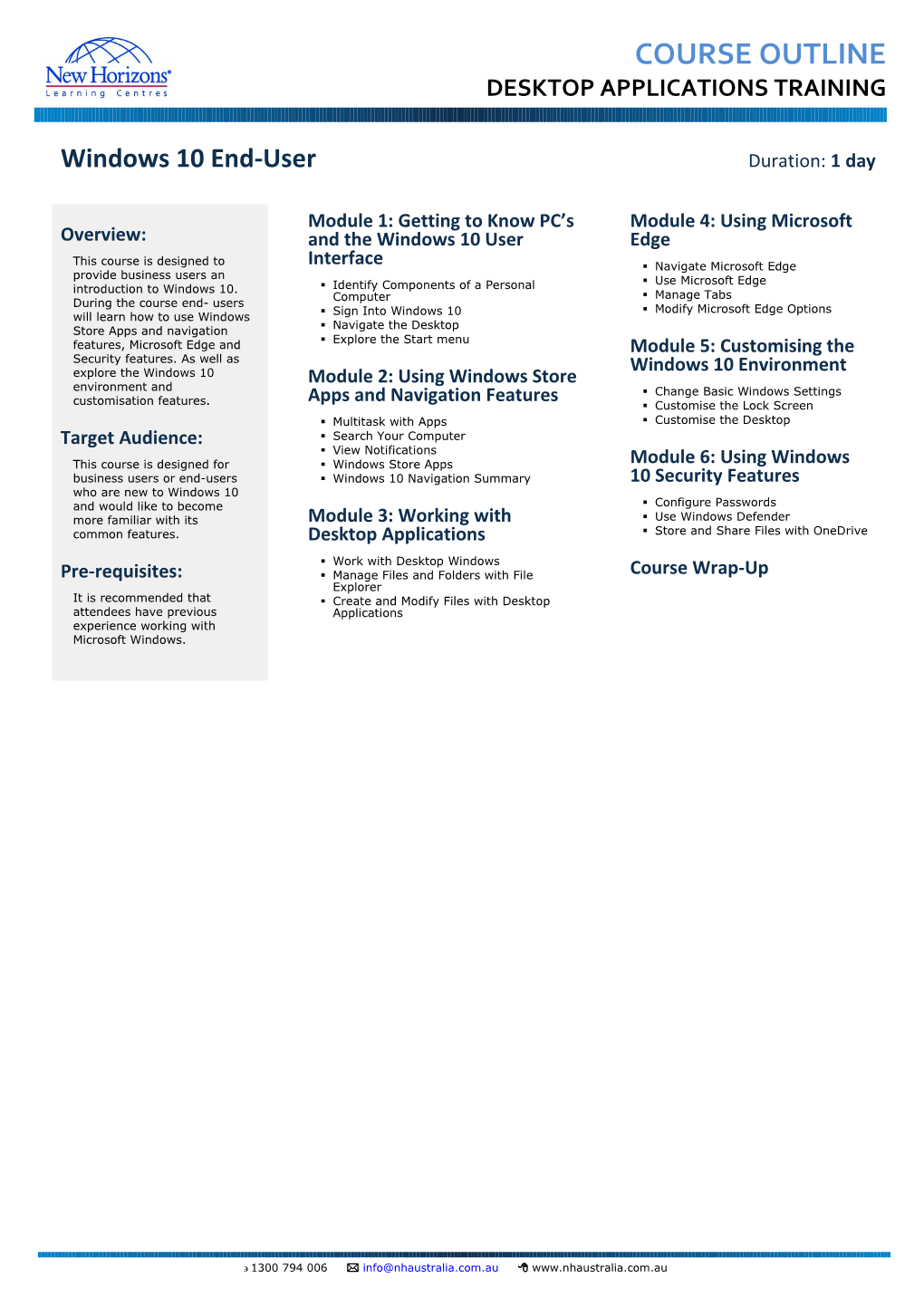 New Horizons Courseware Outlines s1