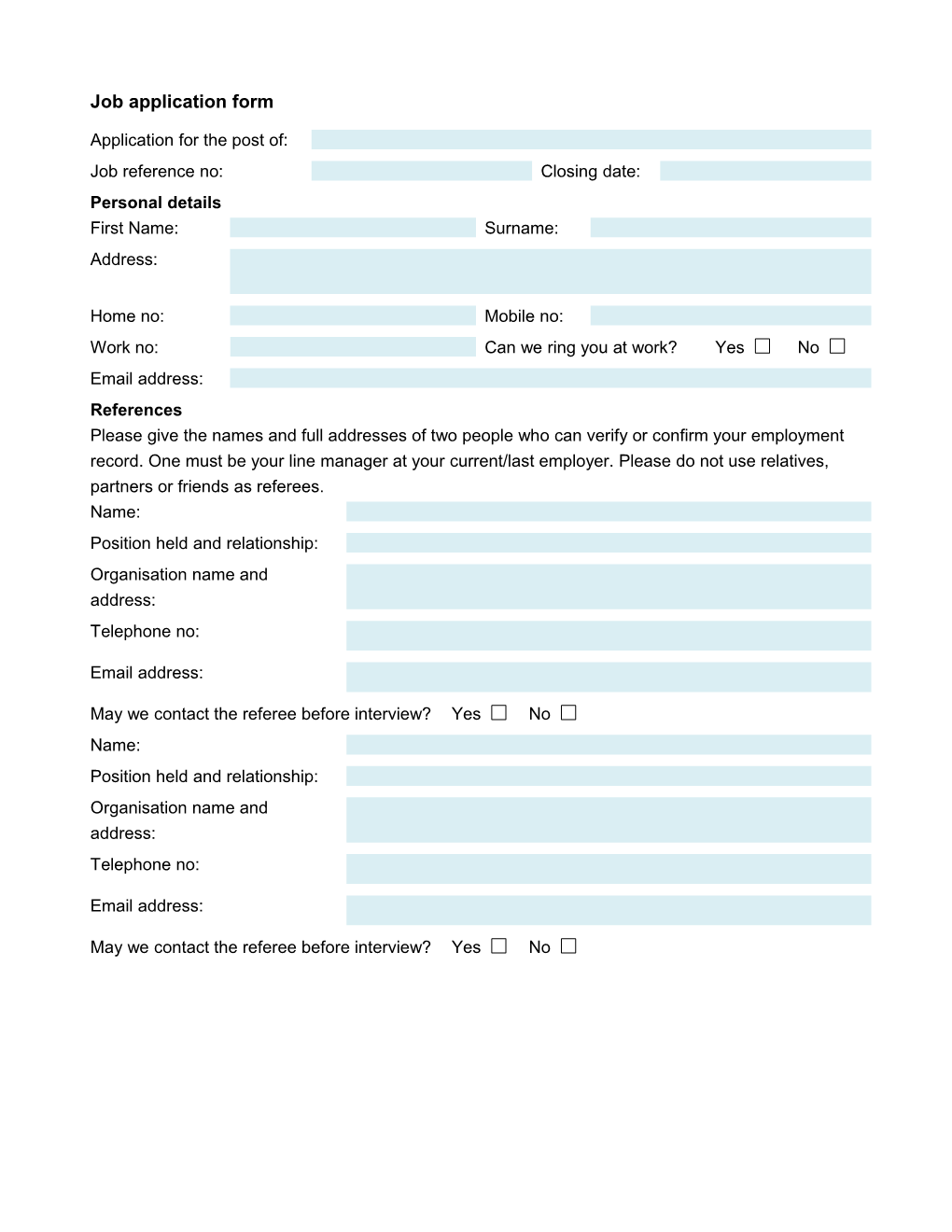 Job Application Form s17