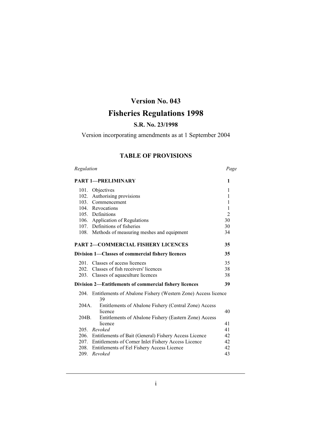 Fisheries Regulations 1998