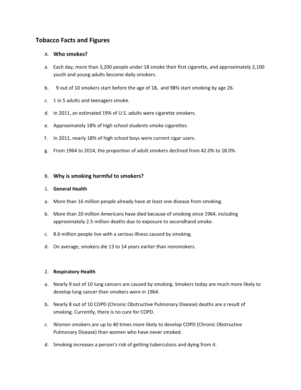 Tobacco Facts and Figures