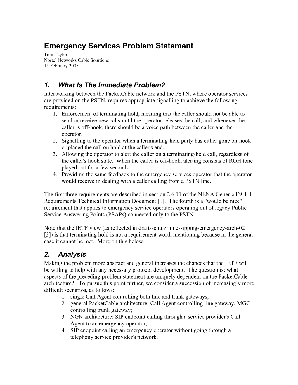 Emergency Services Problem Statement