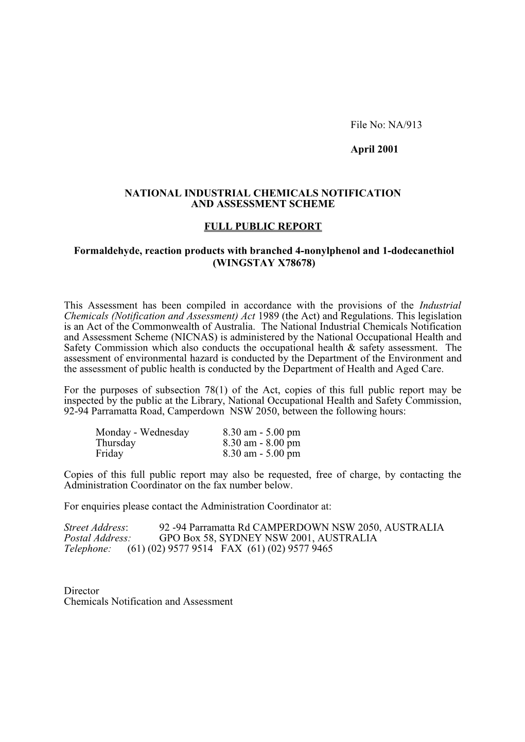 National Industrial Chemicals Notification s1
