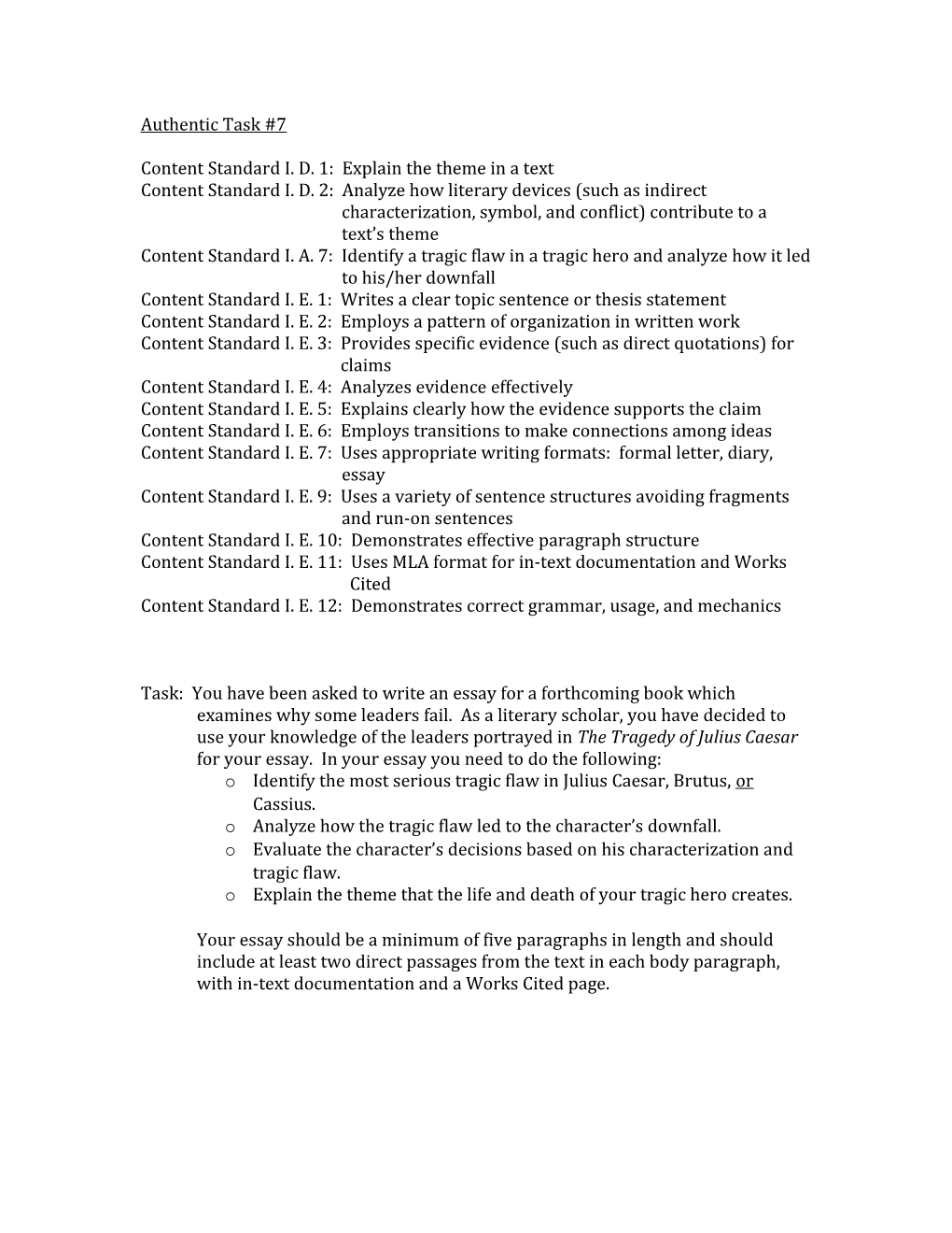 Content Standard I. D. 1: Explain the Theme in a Text