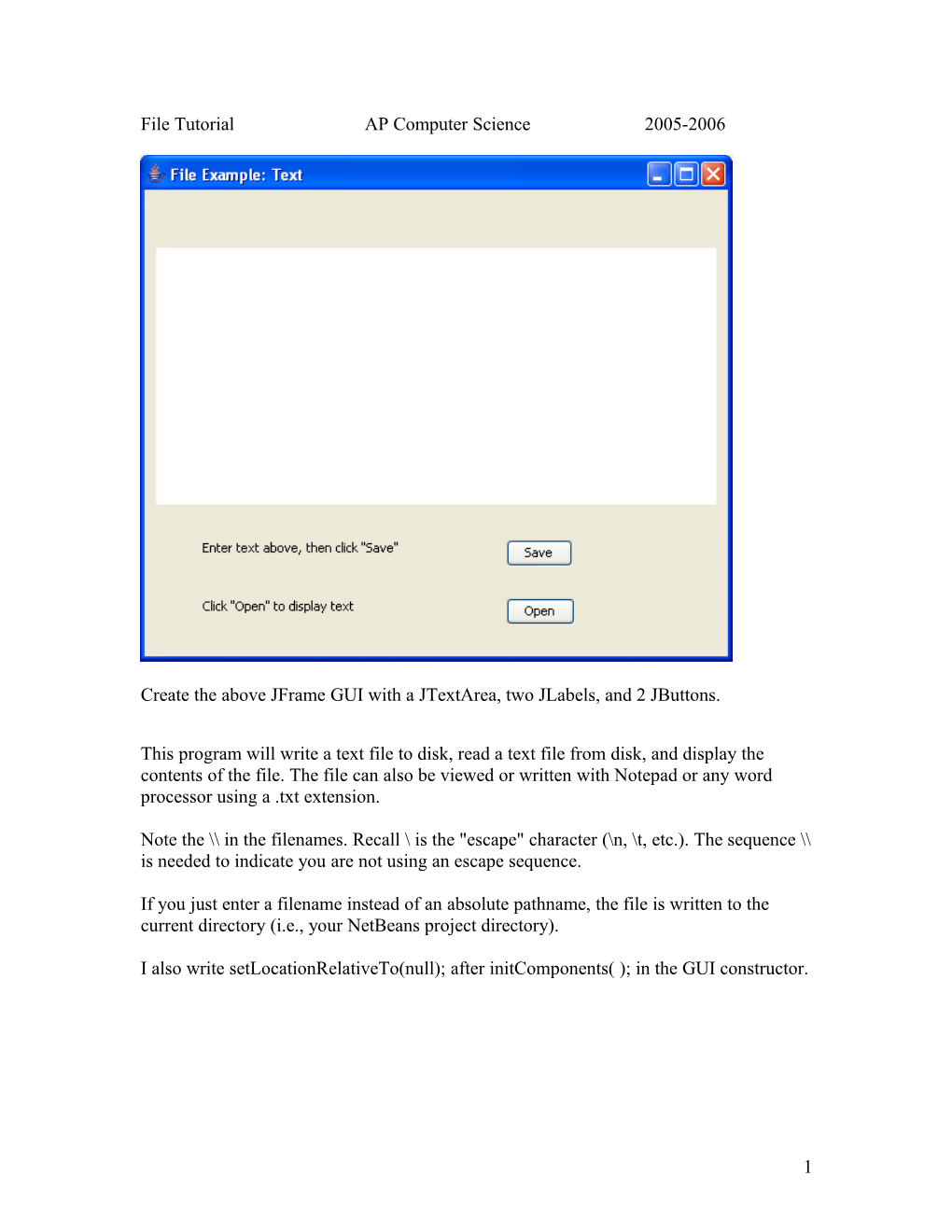 File Tutorial AP Computer Science 2005-2006