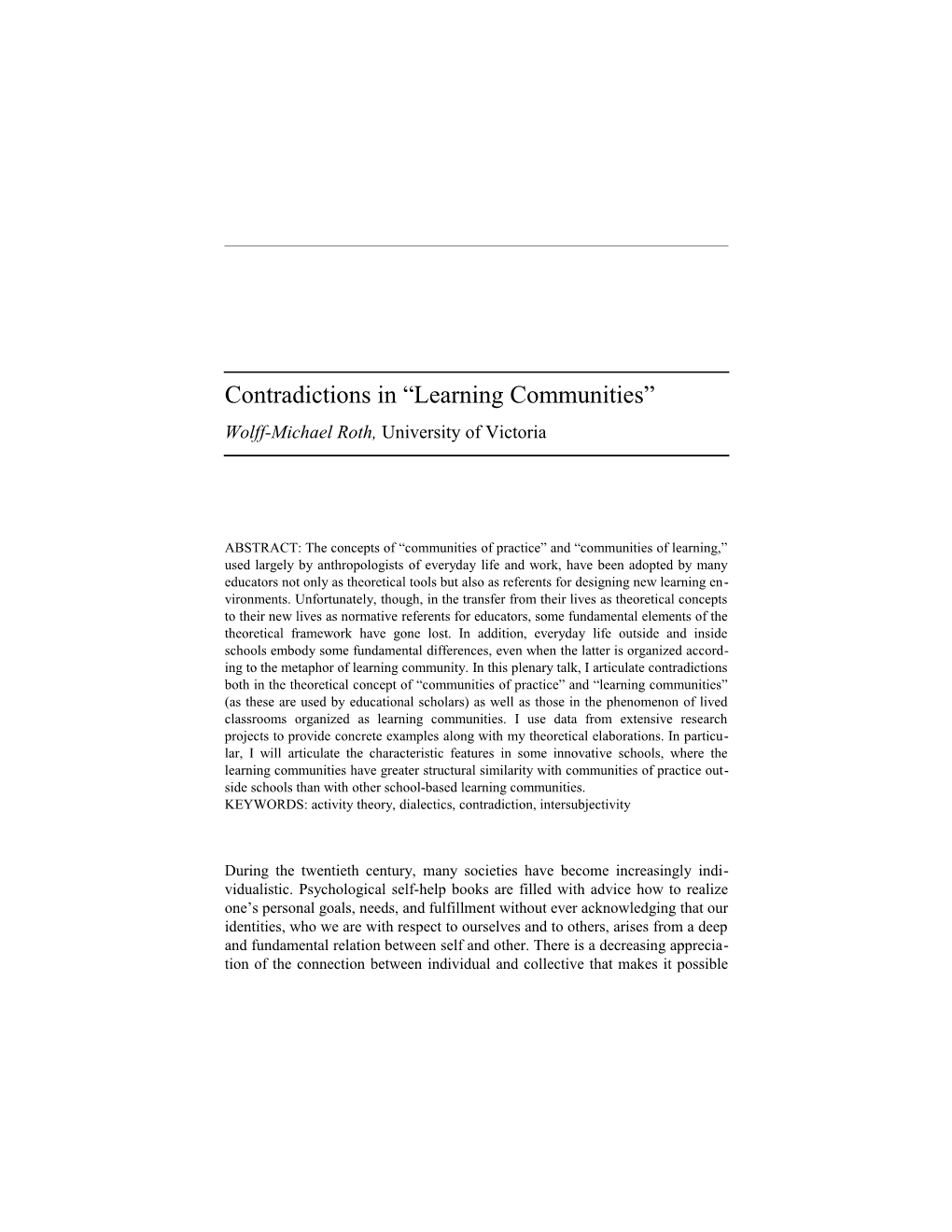 Learning Communities 21
