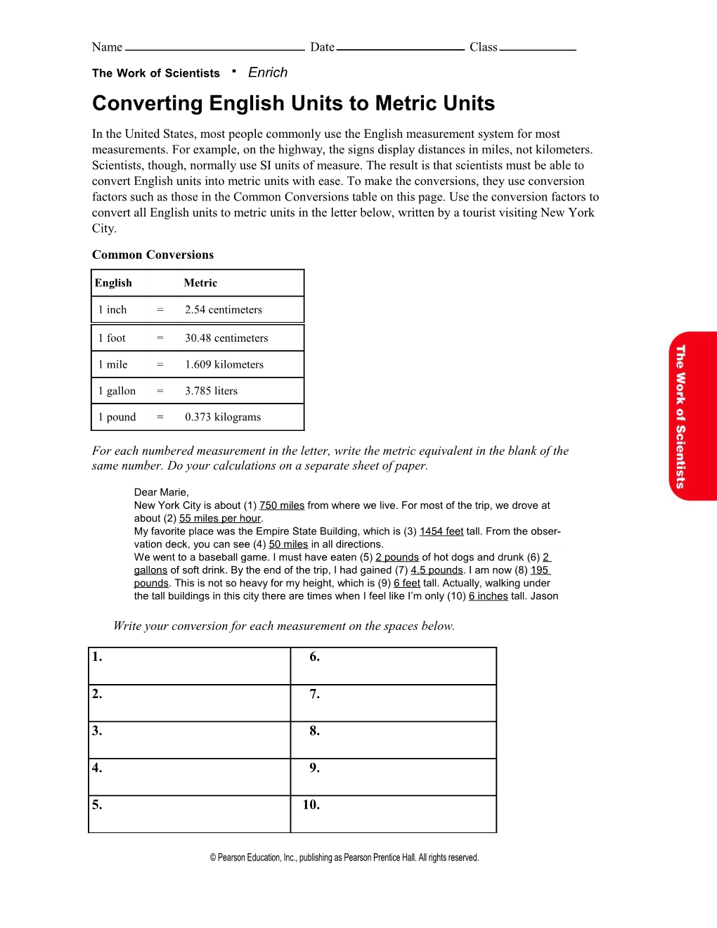 Converting English Units to Metric Units