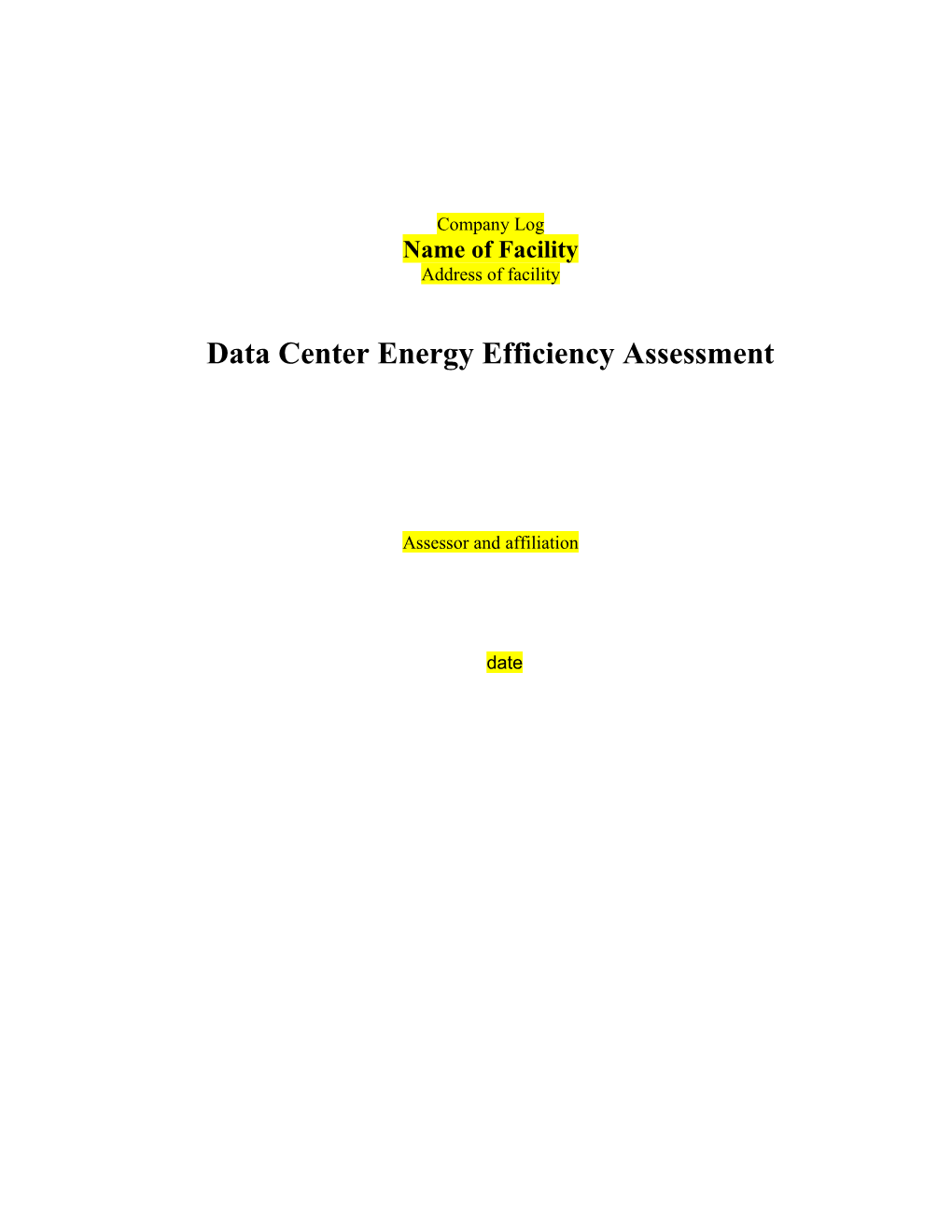 Energy Efficiency Assessment Report Format