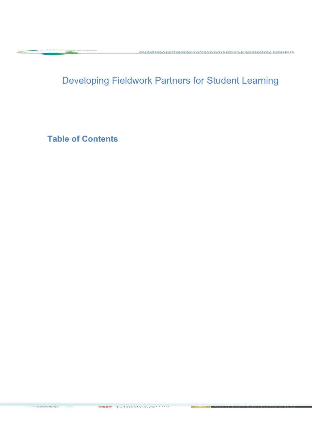 Developing Fieldwork Partners for Student Learning