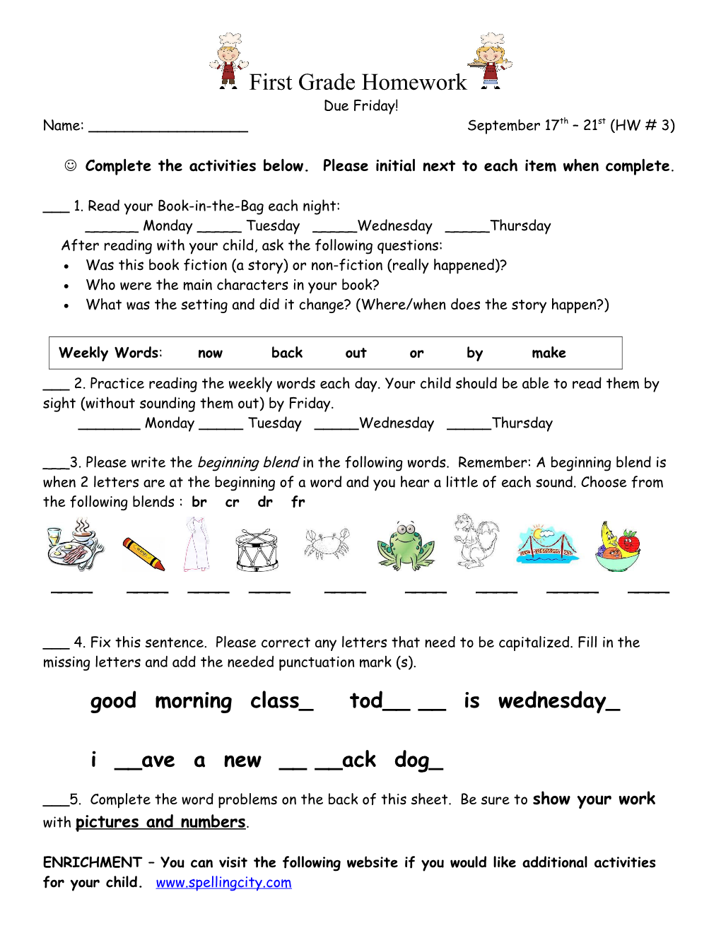 First Grade Homework s3