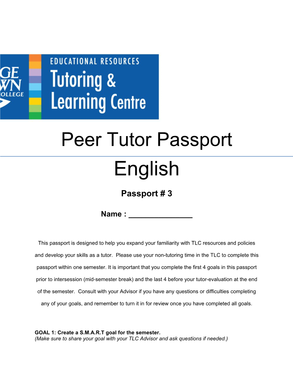 Peer Tutor Passport