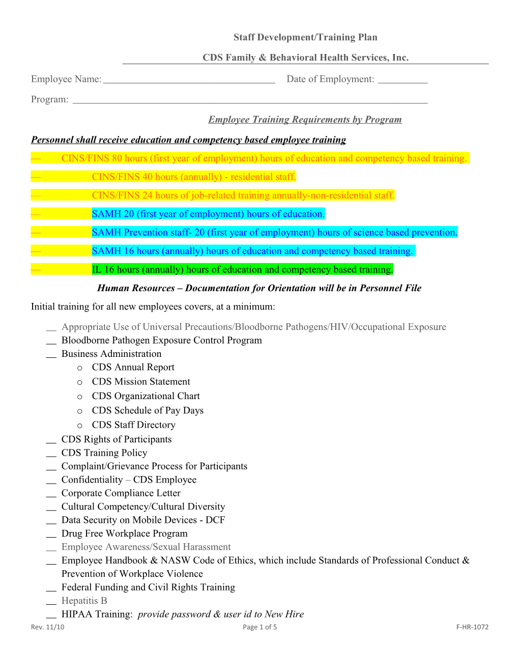 Training Staff Development Plan