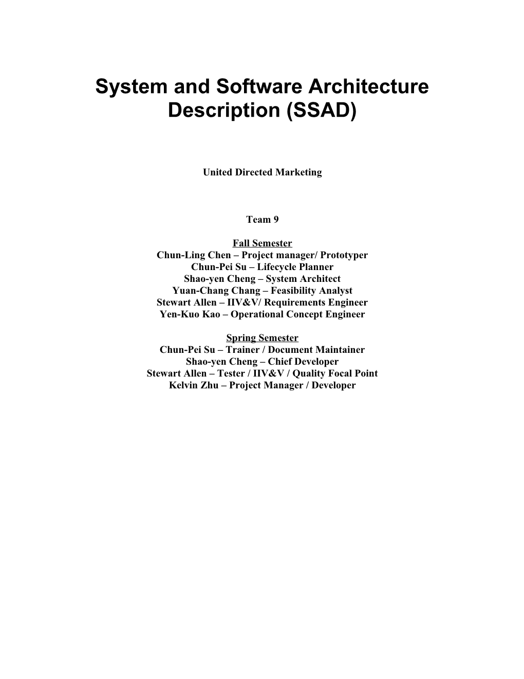 System and Software Architecture Description s1