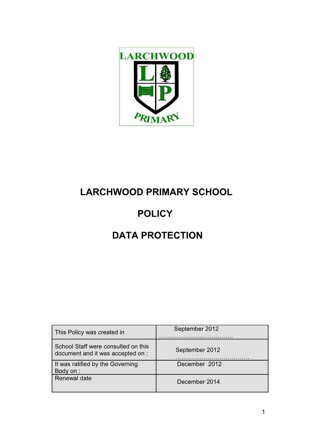 Example School Data Protection Policy