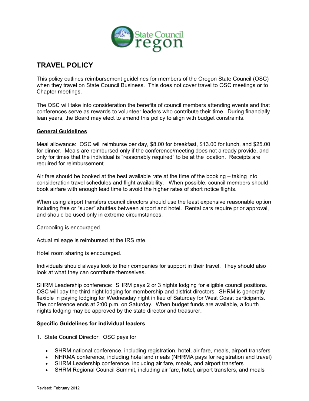 Travel Policy Page 2