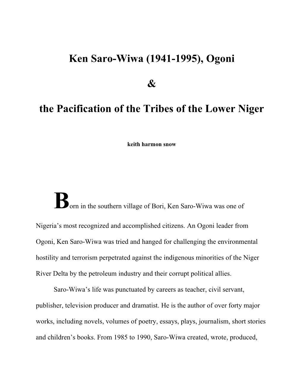 The Pacification of the Tribes of the Lower Niger