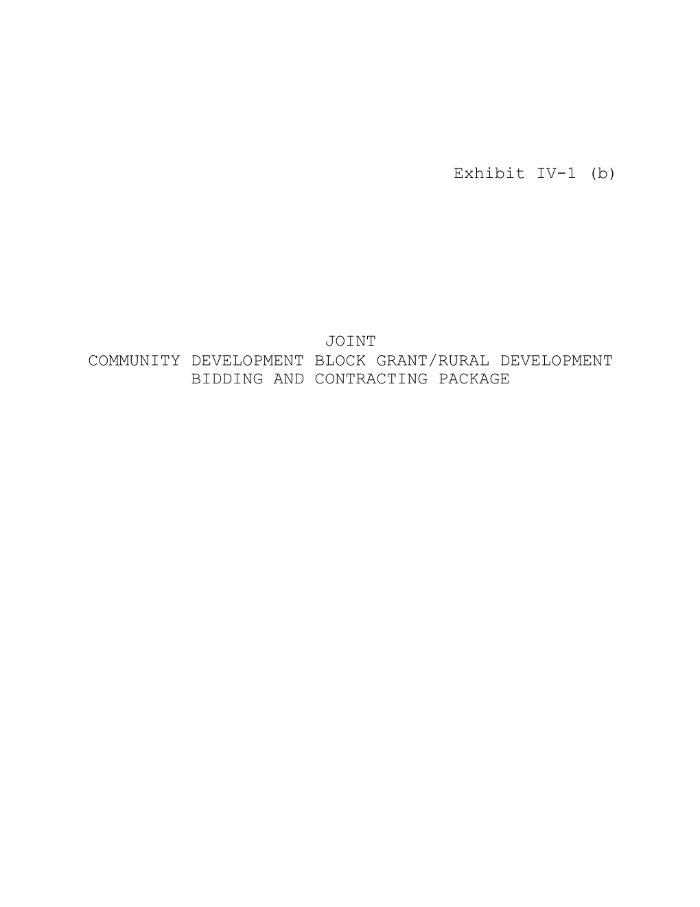 Community Development Block Grant/Rural Development Bidding and Contracting Package