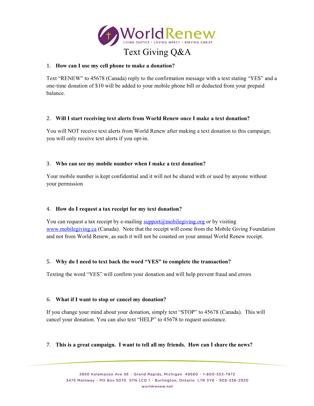 Text Giving Q&A
