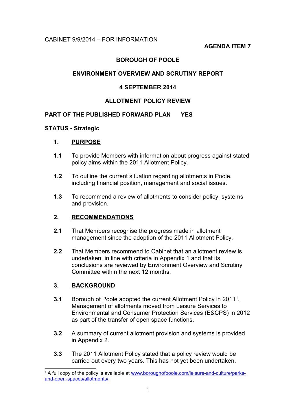 Environment Overview and Scrutiny Report