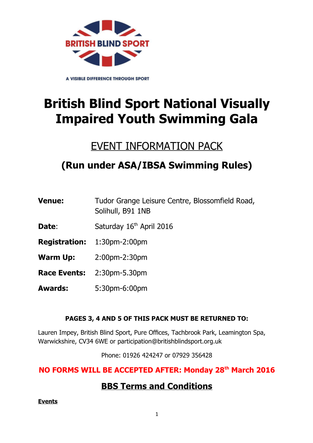 British Blind Sport National Visually Impaired Youth Swimming Gala