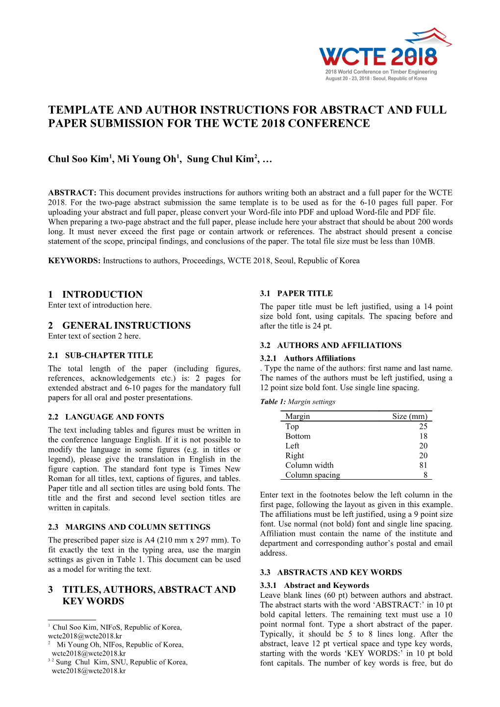 Paper Template and Author Instructions for the 2010 Wcte