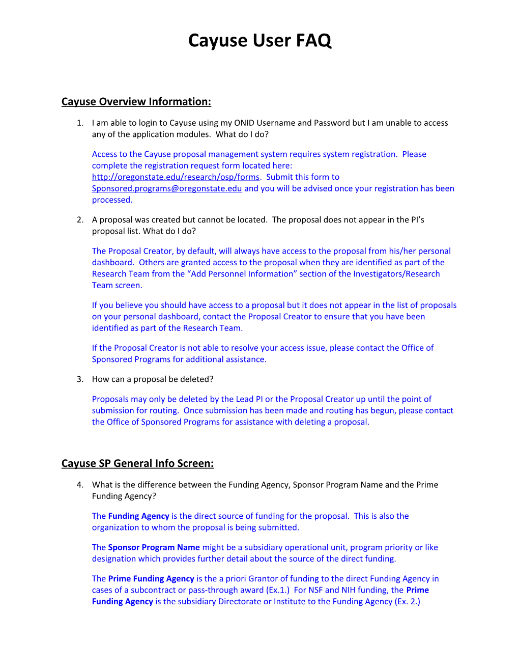 Cayuse Overview Information