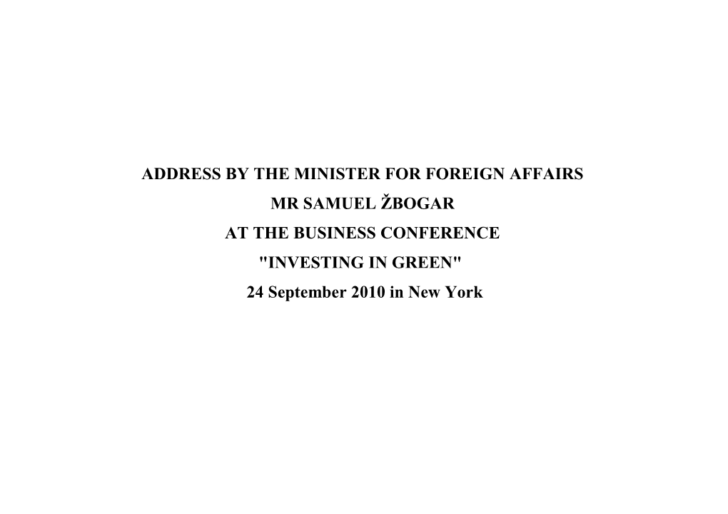 Address by the Minister for Foreign Affairs