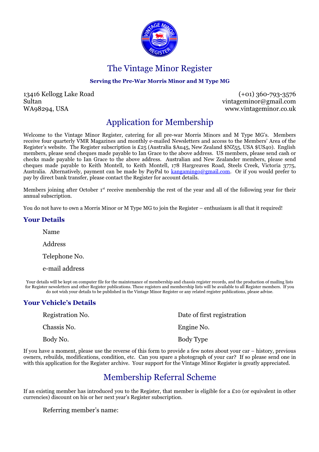 Vintage Minor Register