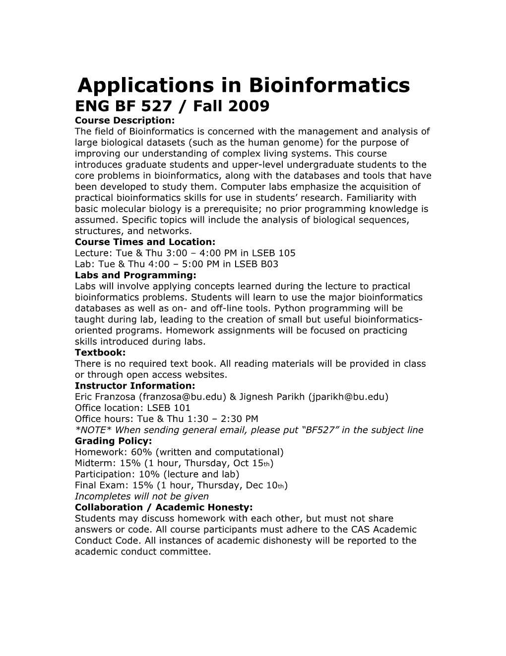 Applications in Bioinformatics