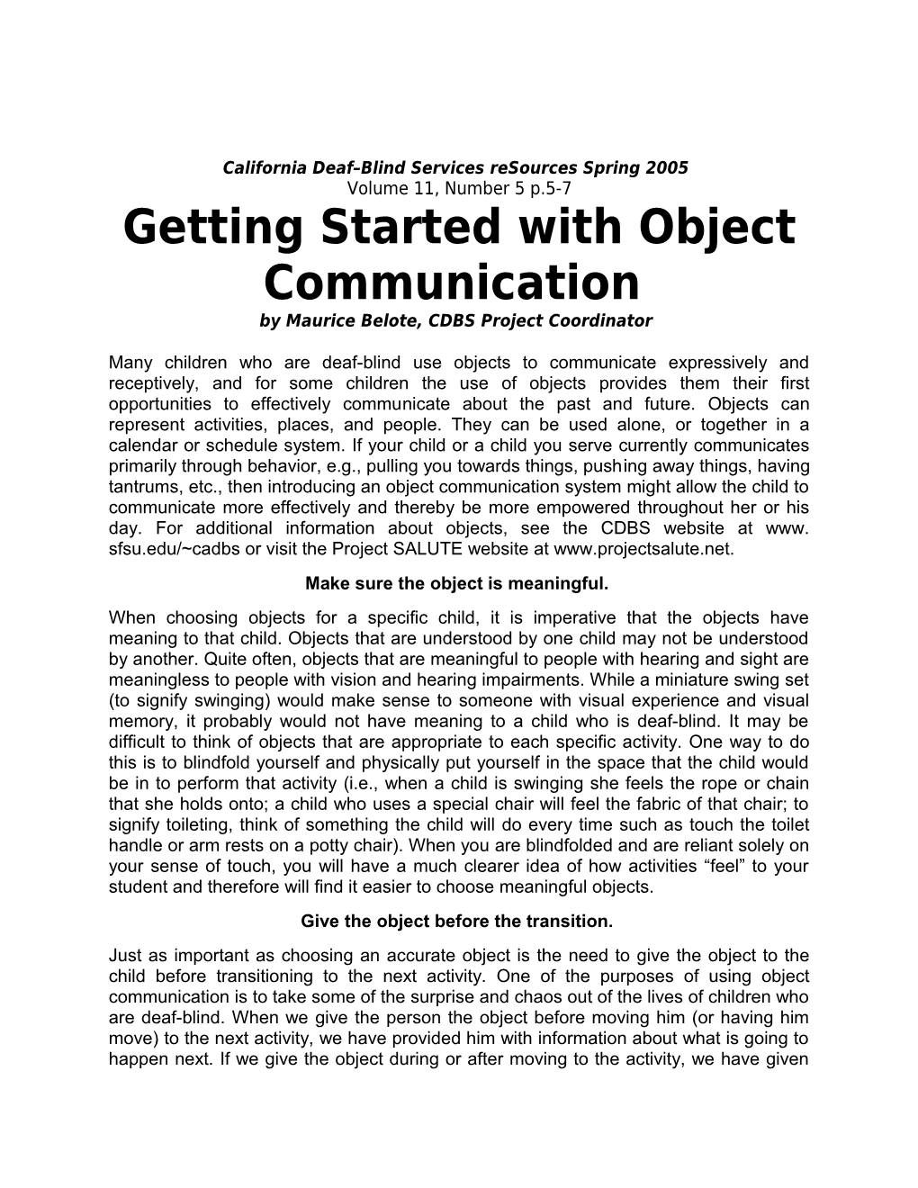 Getting Started with Object Communication